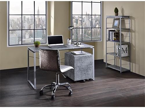 Miniatura 6 de Acme Jurgen - Estantería rectangular de 5 niveles de madera, color gris y plateado