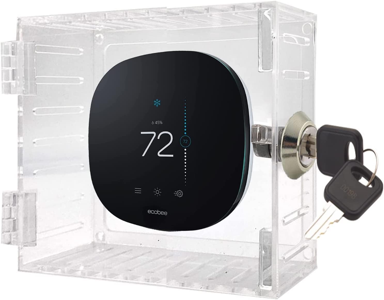 Universal Thermostat Guard with Lock,Large Clear Thermostat Lock Box for Thermostat on Wall,Thermostat Cover Fits Thermostats 5.6H x 4.5W inches or Smaller (1 Set)