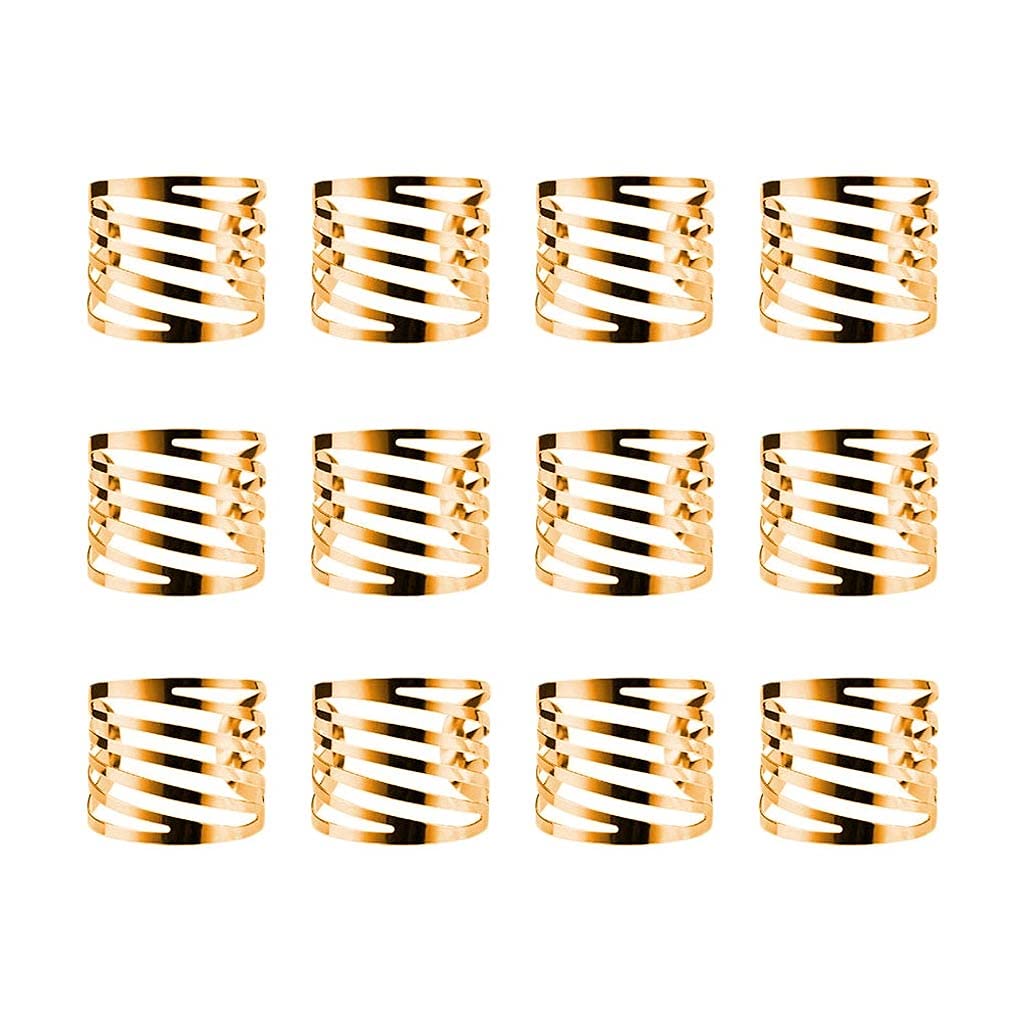 Decorazione portatovaglioli, 12 Pezzi con Motivo Posteriore Portatovaglioli Nuziali Decorazione da tavola Scava Fuori Riunioni di Famiglia Uso Quotidiano Portatovaglioli con Fibbia (Oro)(Gold)