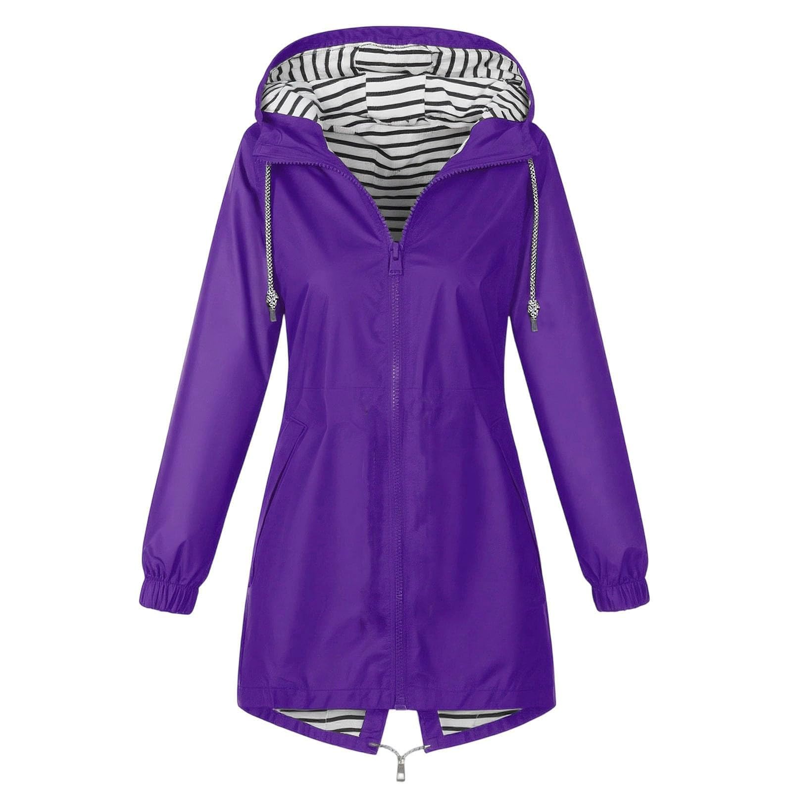 Générique Manteau de Pluie Femme, Veste Imperméable Femme Mi Saison - Coupe Vent Impermeable Respirant et à Capuche Léger pour la Ville Randonnée et Activités Extérieures