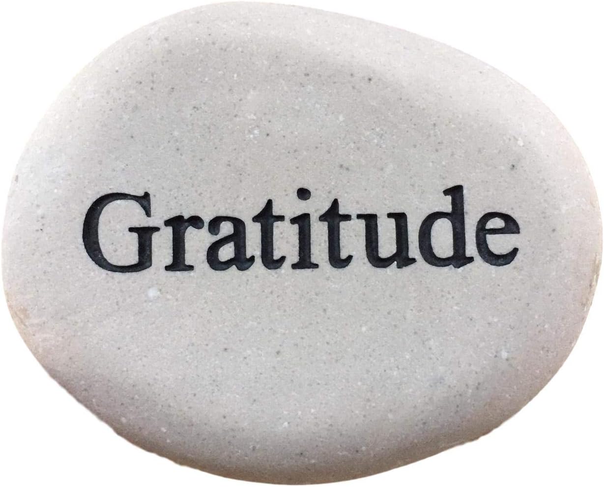 Gratitude Engraved Stone River Rock- 2" Cream