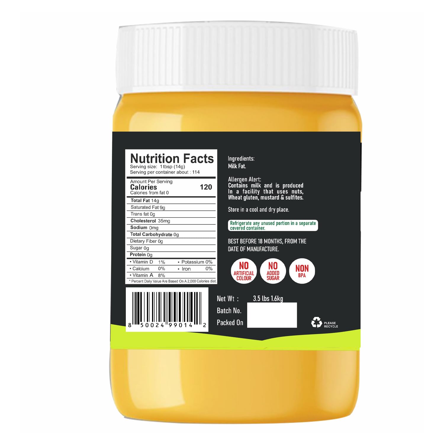Desi Ghee 56 oz – Authentic Clarified Butter – Rich Aroma & Golden Flavor – Perfect for Frying, Sautéing, Curries & Biryani – Ideal for Small Restaurants & Food Trucks (Pack of 3)