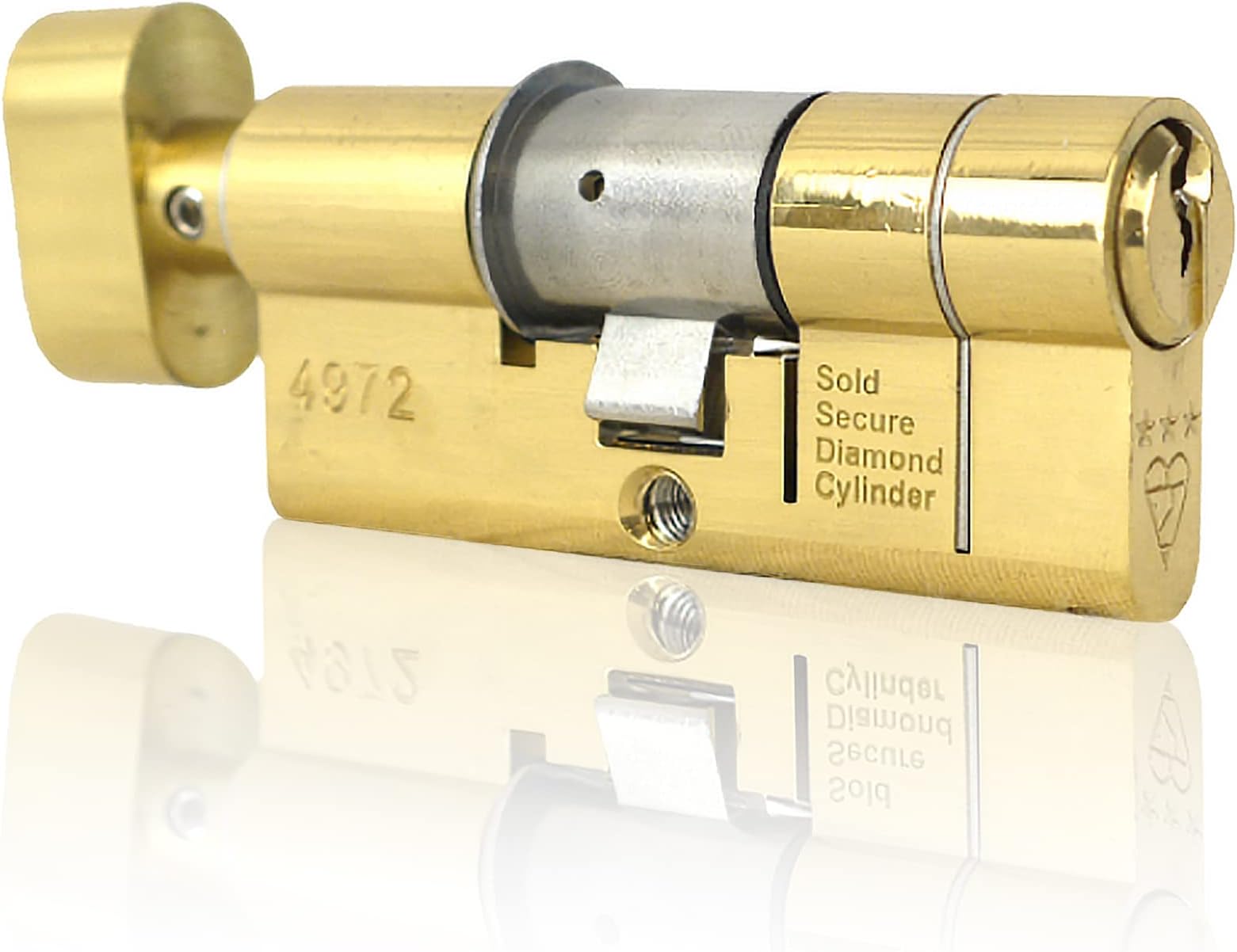 Thumb Turn Euro Cylinder Lock - 3* Kitemarked Euro Cylinder - Door Barrel Lock with 5 Keys Suitable for All Doors - Anti-Snap, Bump, Drill (90mm 45/45) (Brass)