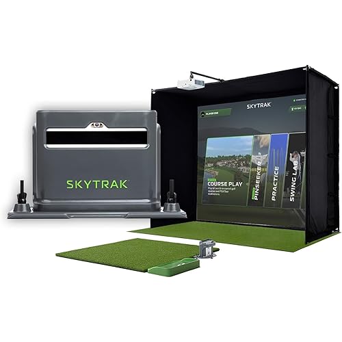 SkyTrak ST+ Golf Simulator – Ultimate Studio Package | Home Golf Simulator with Launch Monitor, Mat, Net & Screen