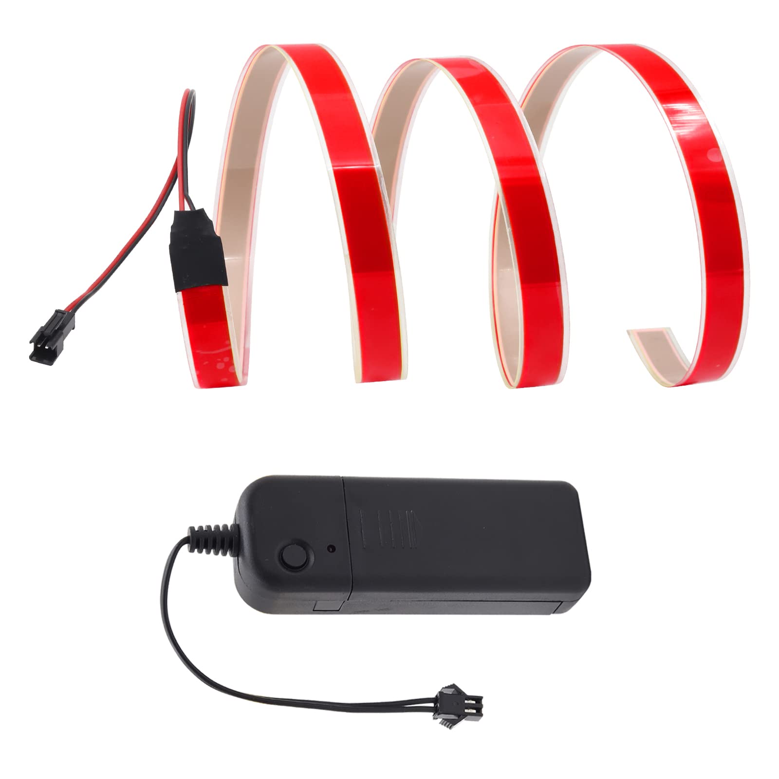 Biqing3 Ft/1M EL Wire Light,Neon Glowing Electroluminescent Wire Light Kit Cuttable DIY EL Wire Strip 3Mode Stay/Slow/Fast Flash with Battery Pack for Cosplay Party Decoration(Red)