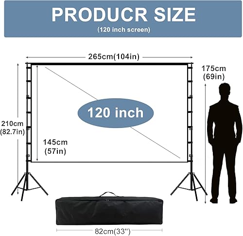 Miniatura 4 de Pantalla y soporte para proyector, pantalla de proyección portátil de 100 pulgadas 169 4K HD de proyecciones delanteras traseras pantalla de