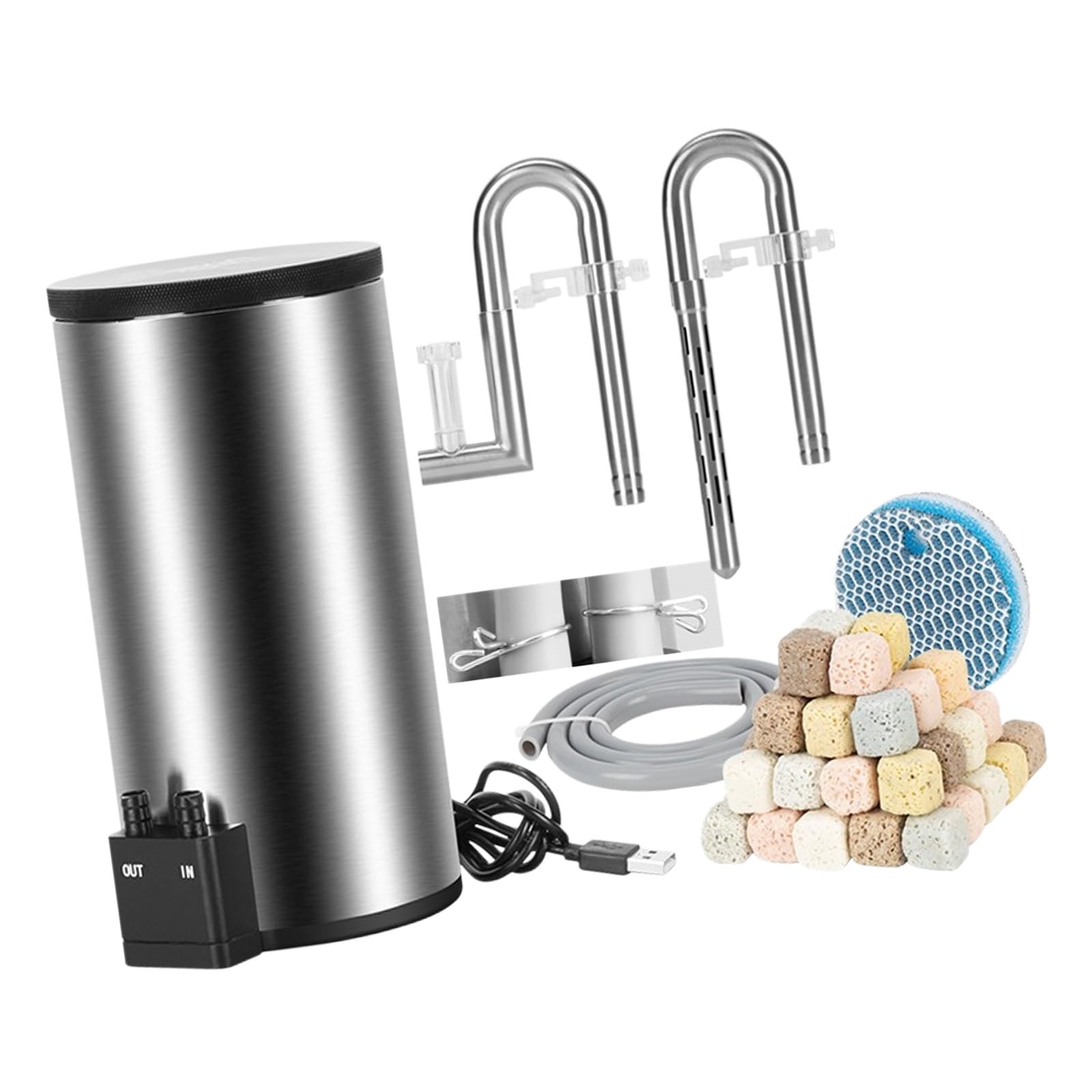 Filtro de hábitat marino de escritorio eficiente con dispositivo USB silencioso y movimiento de agua para acuarios de 30 cm, filtro USB de acuario