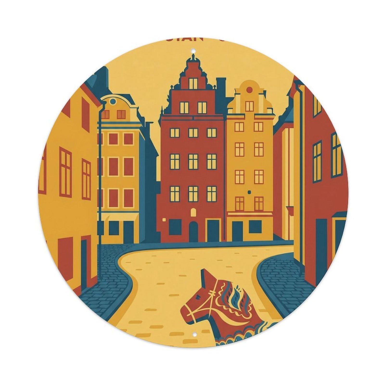 Vintage Travel Stockholm Sweden Bold Metal Tin Sign