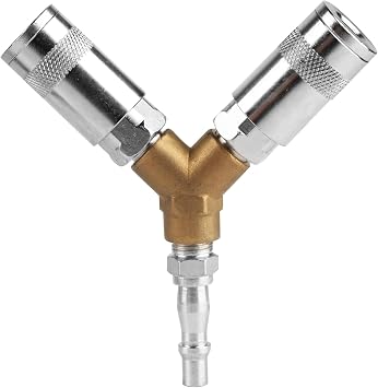 1 SetAirline Hose Connectors,1/4" BSP Airline Hose Connector Y Splitter Airline Coupling 1/4" BSP Air Line Fittings,3 Way Male/Female Thread Quick Release Coupler Fittings for Air Lines Compressors