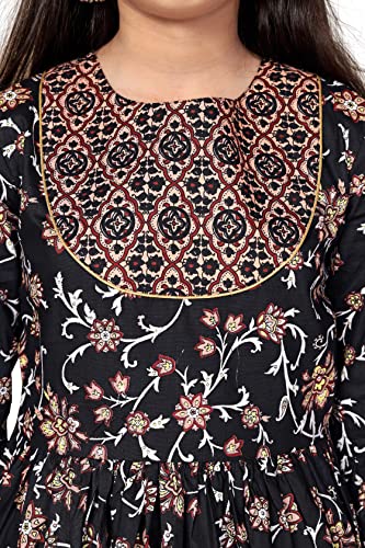 Image of Fashion Dream Girls Cotton Kurta And Sharara Set /Salwar Suit Set (FDGSET00022 NBL 32 Navy Blue 9-10 Yrs)