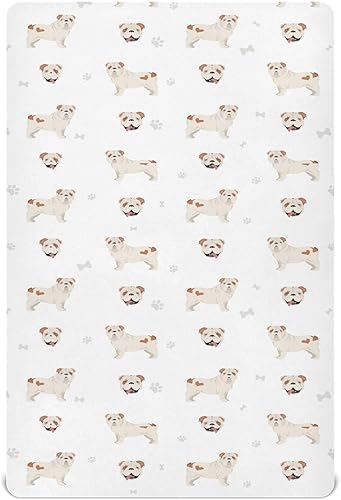 Sábanas de cuna para niño, bulldog inglés, para cuna, colchón neutro para cuna, colchón de cuna, colchón de cuna, suave y transpirable, 52 x 28 x 9