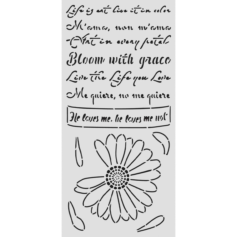 Stamperia - Thick Stencil for Scrapbooks, Albums, Cards, Bullet Journals, and More, Flexible Material, Easy to Clean, Perfect for Crafts and Gifting (Daisy Art, He Loves Me, He Loves Me Not)