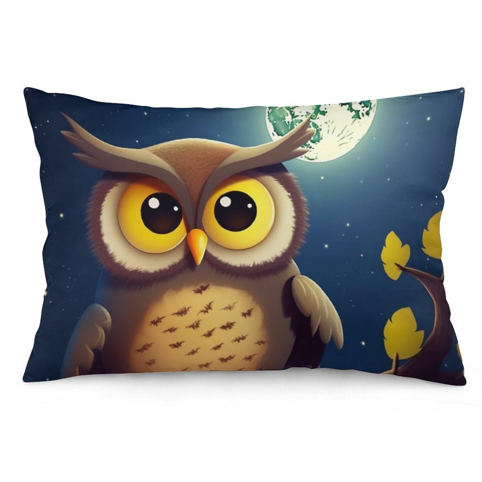 NTVOWPZO 2 Pack Decoration Throw Pillow Covers 20"x30" Pillowcases Covers Owl and Yellow Moon Pillowcases Modern Farmhouse Home Decor Sofa Cushions Covers for Couch Bed Living Room