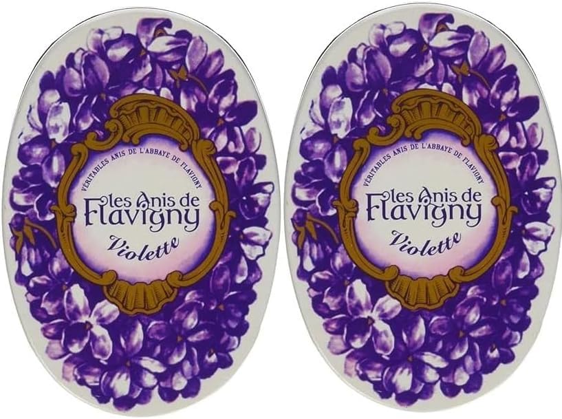 Anis de Flavigny – Bonbons authentiques à l'anis 2 boites ovales gout Violette | 2 x 50 gr de Plaisir artisanal