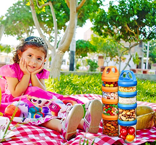 Image of SELEWARE Stackable Snack Containers for Kids Toddlers Adults, Blue & Orange