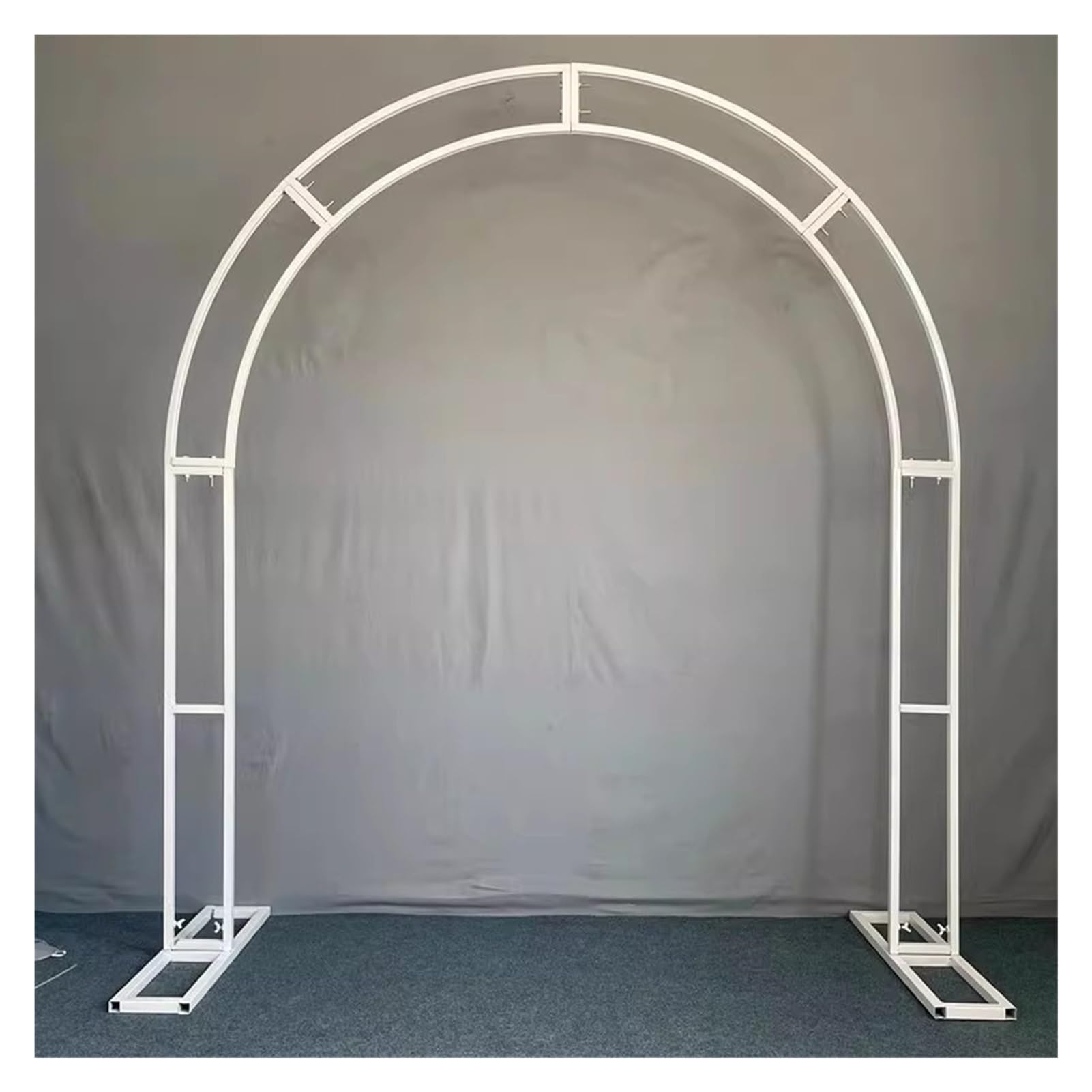 Dwuwarstwowy metalowy stojak na łuk w kolorze złotym i białym, stojak na balon w kształcie łuku, ramka ślubna do dekoracji ceremonii(White,2.2x2m(HxW))