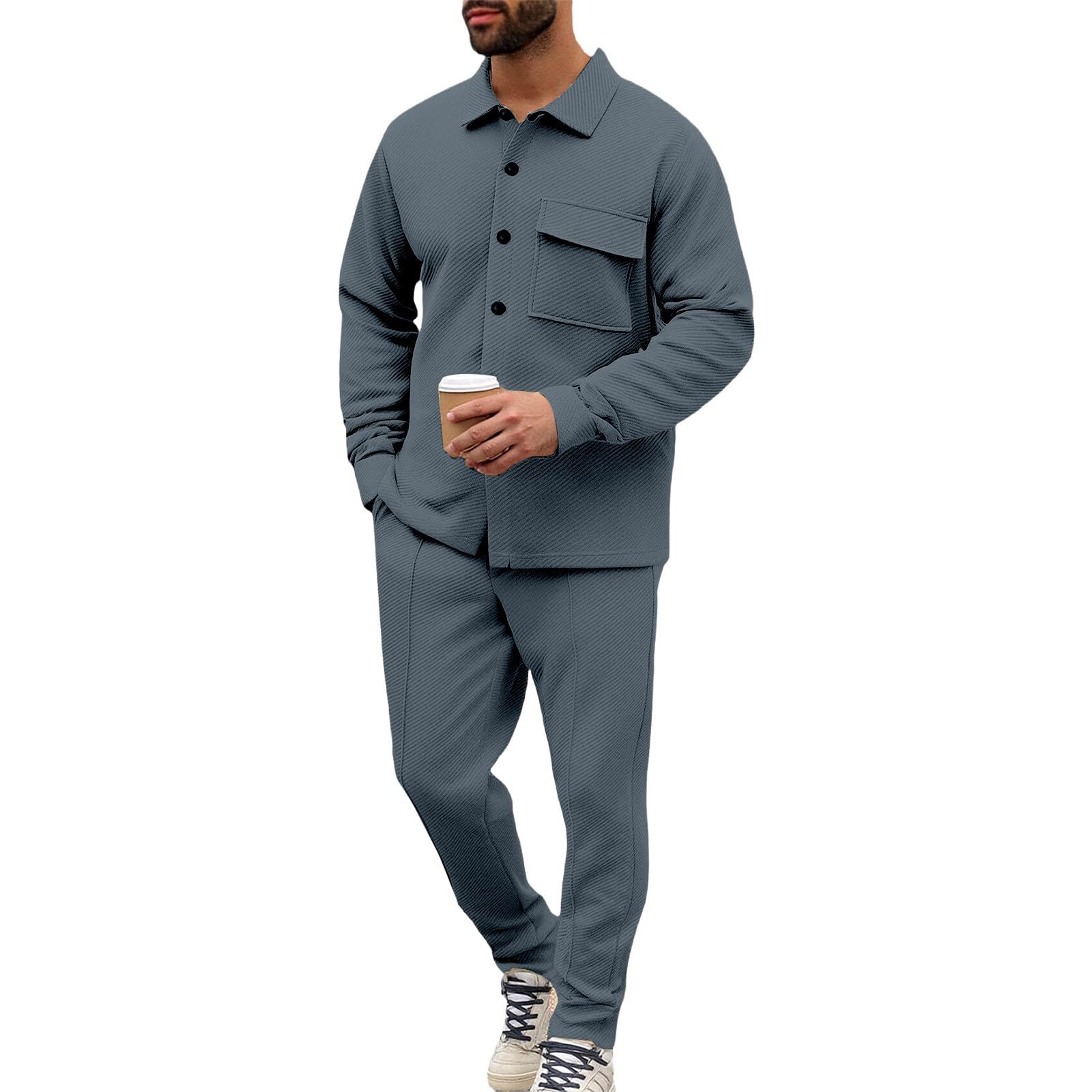 SurvêTement 2 PièCes Pour Homme Boutonnée Blouson et Pantalon Loisirs