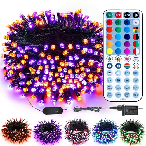 Brizled Color Changing Christmas Lights, 66ft 200 LED RGB Halloween String Lights with Remote, Dimmable Decorative Light String Outdoor, Mini Tree Light Indoor Plugin for Xmas Halloween Party Decor