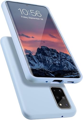 E Segoi Funda diseñada para Galaxy S20 Plus de 6.7 pulgadas, S20+ de goma de gel de silicona líquida a prueba de golpes, cojín de forro de tela de