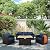 4 Piece Patio Furniture Set 45In Fire Pit Table Outdoor Furniture Sets Patio Couch Outdoor Chairs 50000 BTU Propane Fire Pit with No-Slip Cushions and Waterproof Covers, Navy Blue