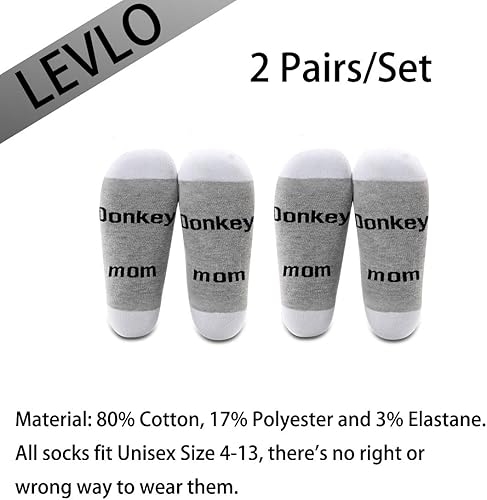 Vista 2 de LEVLO Donkey Gifts - Calcetines de algodón para el día de la madre, diseño de burro