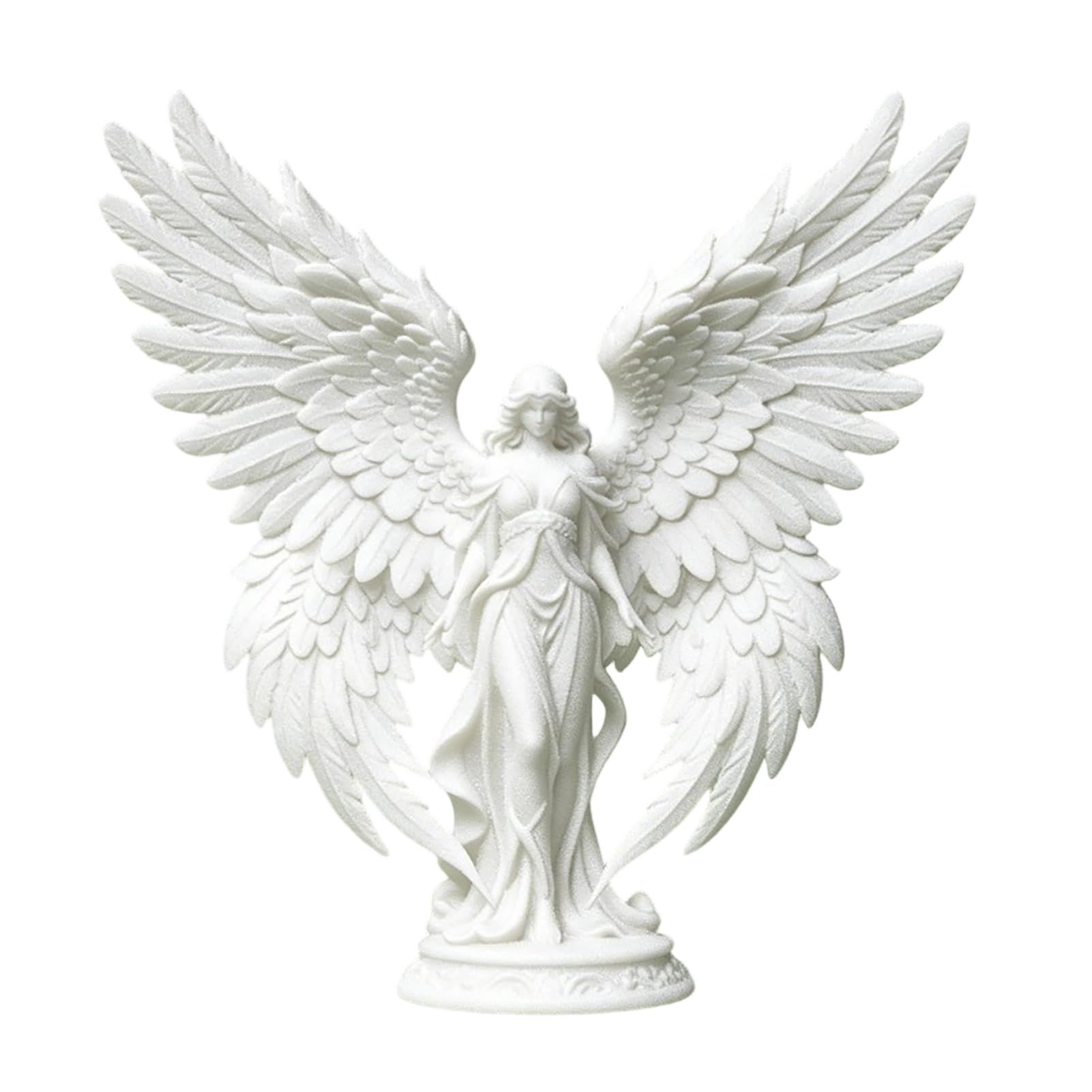 Glifora 3D Printed Angel Figurine with Large Wings - White Matte Angel Statue, Aesthetic Minimalist Angel Sculpture for Home, Office, Desktop and Bookshelf Decor