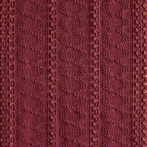 Image of ZeeMart Macrame Style Boho Table Runner, 12x90 Inch Burgundy | Woven Boho Table Runner with Handmade Tassels, Crochet Hollow Table Scarf, Farmhouse Kitchen Home Decor Dresser Runner