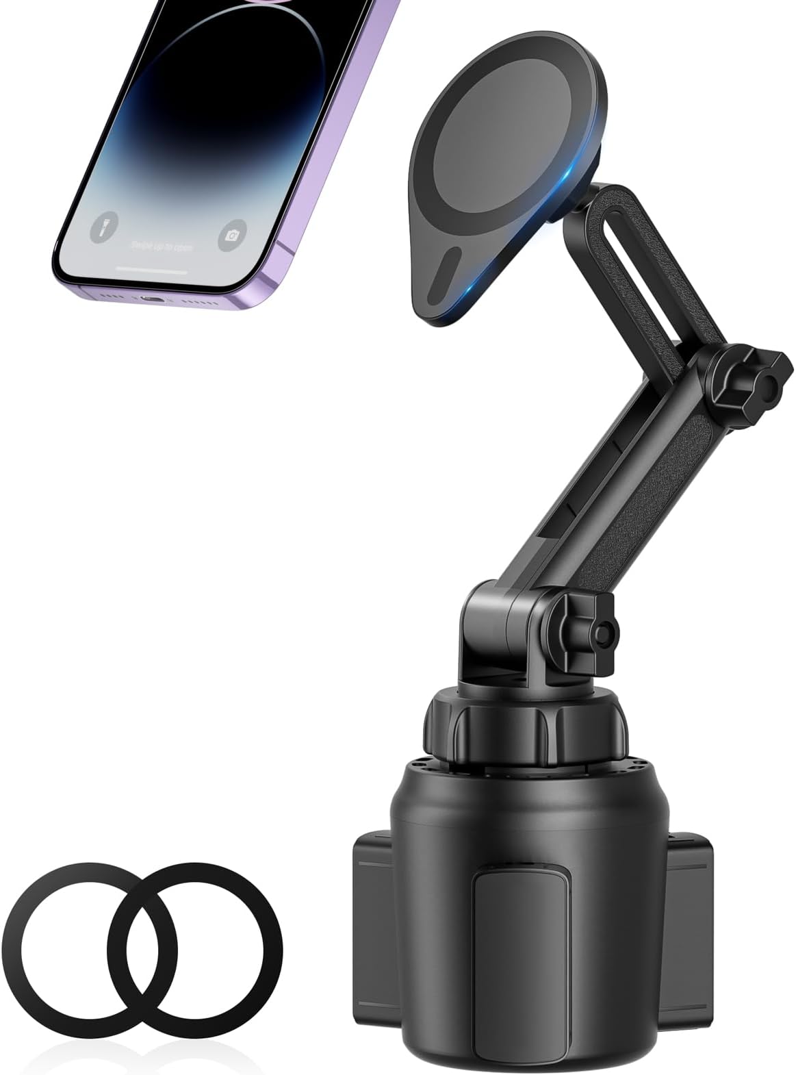 SUPERONE Magnetic Cup Holder Phone Mount, MagSafe Car Mount Cup Holder [Super Strong Magnetic] 360° Rotation Fit for iPhone16 15 14 13 12 Pro Max Mini MagSafe Case & All Phones【Tesla Compatible】