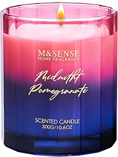 M&SENSE Bougies parfumées Pomegranate Natural Non Toxic Bougies d'aromathérapie de luxe pour la relaxation Cadeaux d'appréciation pour les femmes et les hommes 300g 60 heures de combustion longue