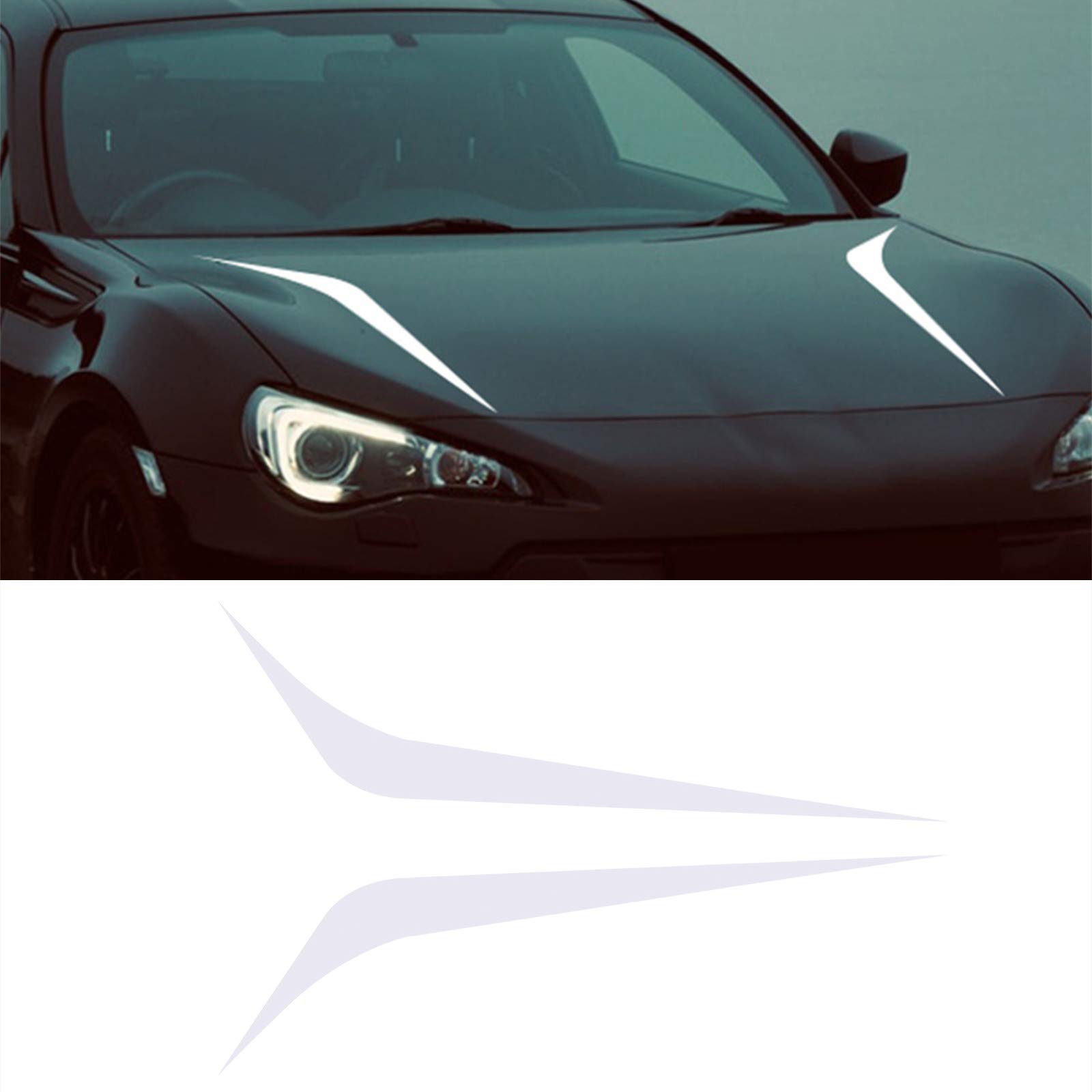 LANZMYAN Car Hood Decal Sticker DBS009 Universal Hood Racing Body Side Vinyl Modified Stripe Exterior Decoration Decal White