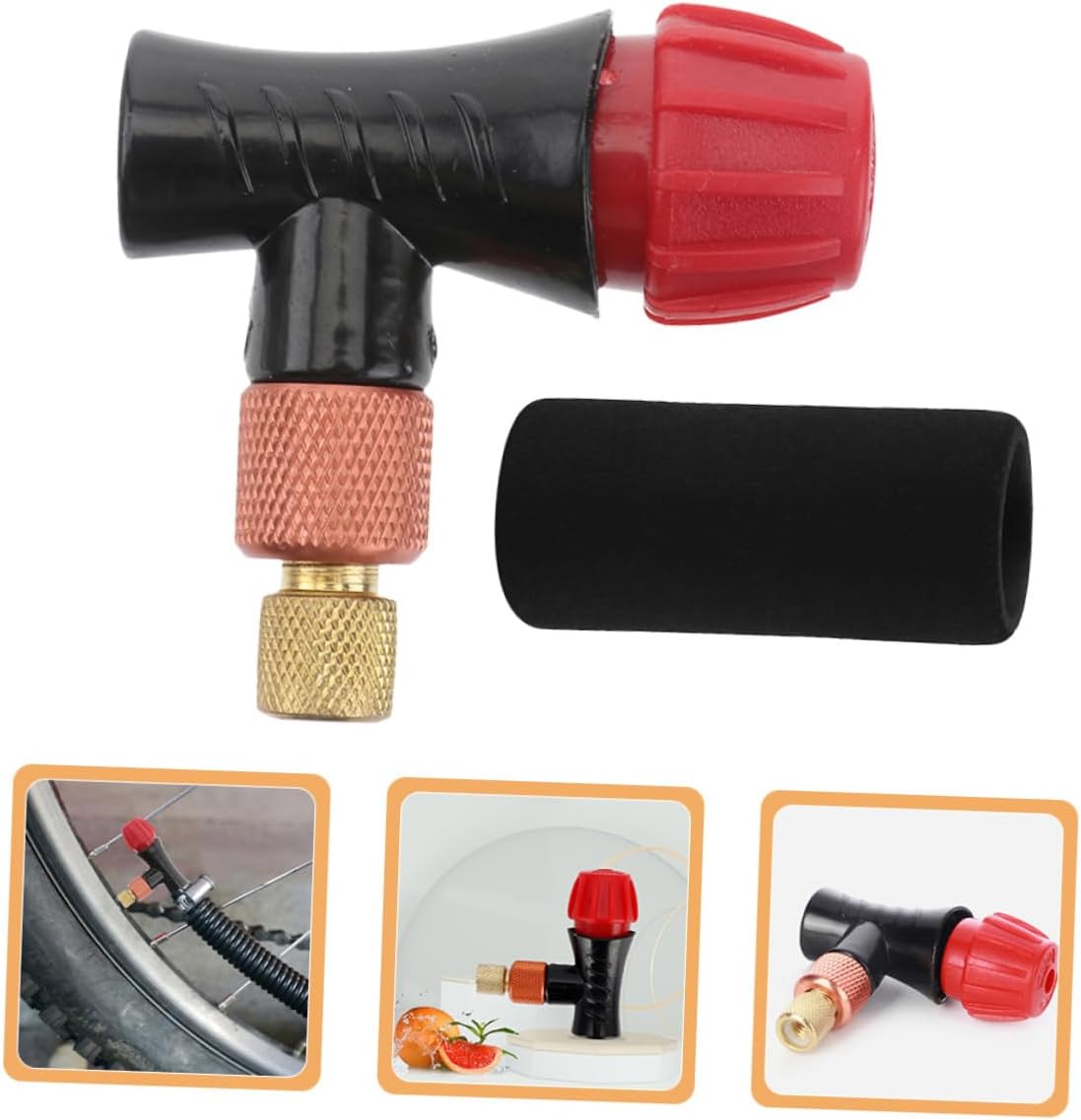 NOLITOY Co2 Inflator Set with Foam Sleeve for Bicycle Tires, Portable Co2 Pump Compatible with Mountain and Road Bikes, Insulated Grip Cover for Quick Inflation, 2pcs Cycling Air Pump