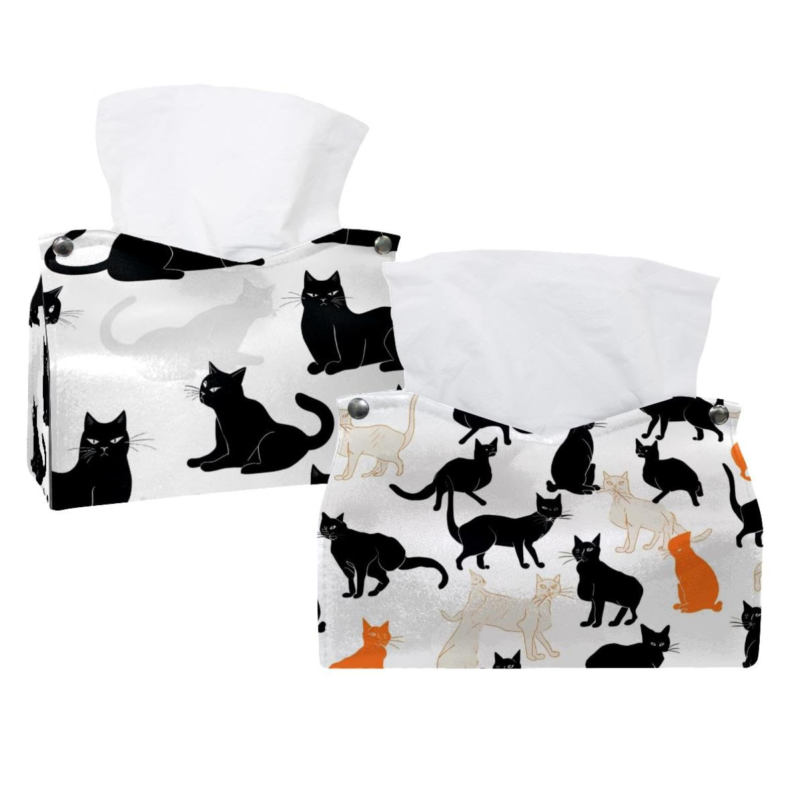 Boîte à mouchoirs chat lot de 2 housses blanches à motifs félins