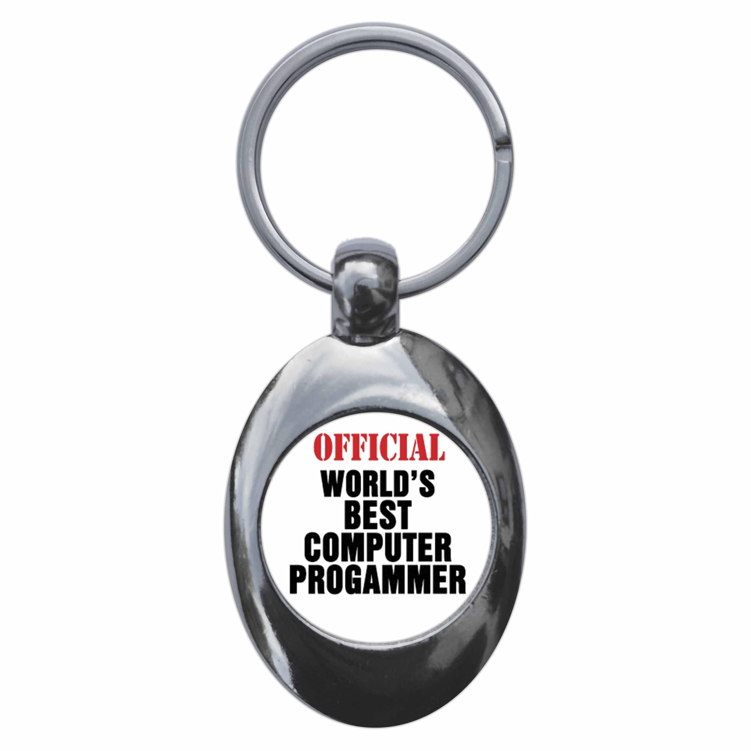 Ozorath Official World's Best Computer Programmer Keyring Keychain Key Ring Chain With Trolley Coin