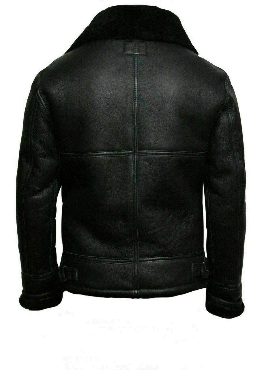 Giacca da uomo in pelle di pecora Shearling B3 Bomber nero Aviator Coat WW2