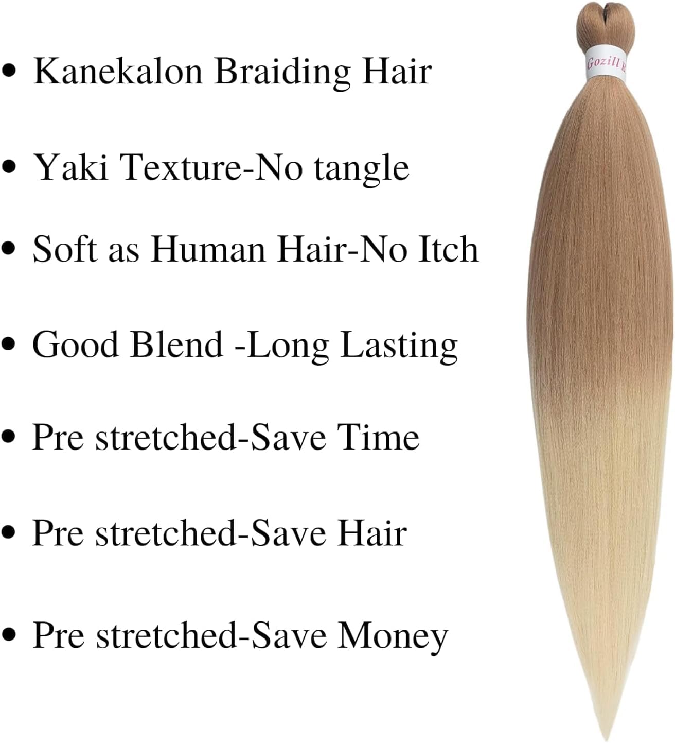 X-Tress 6 Packs Pre Stretched Braiding Hair Extension 26" Yaki Texture Hot Water Fiber Honey Blonde Ombre 613 EZ Braids Kanekalon Hair 2 Tone Colors Braids Braiding Crochet Hair Extension(MT27/613) - Image 2