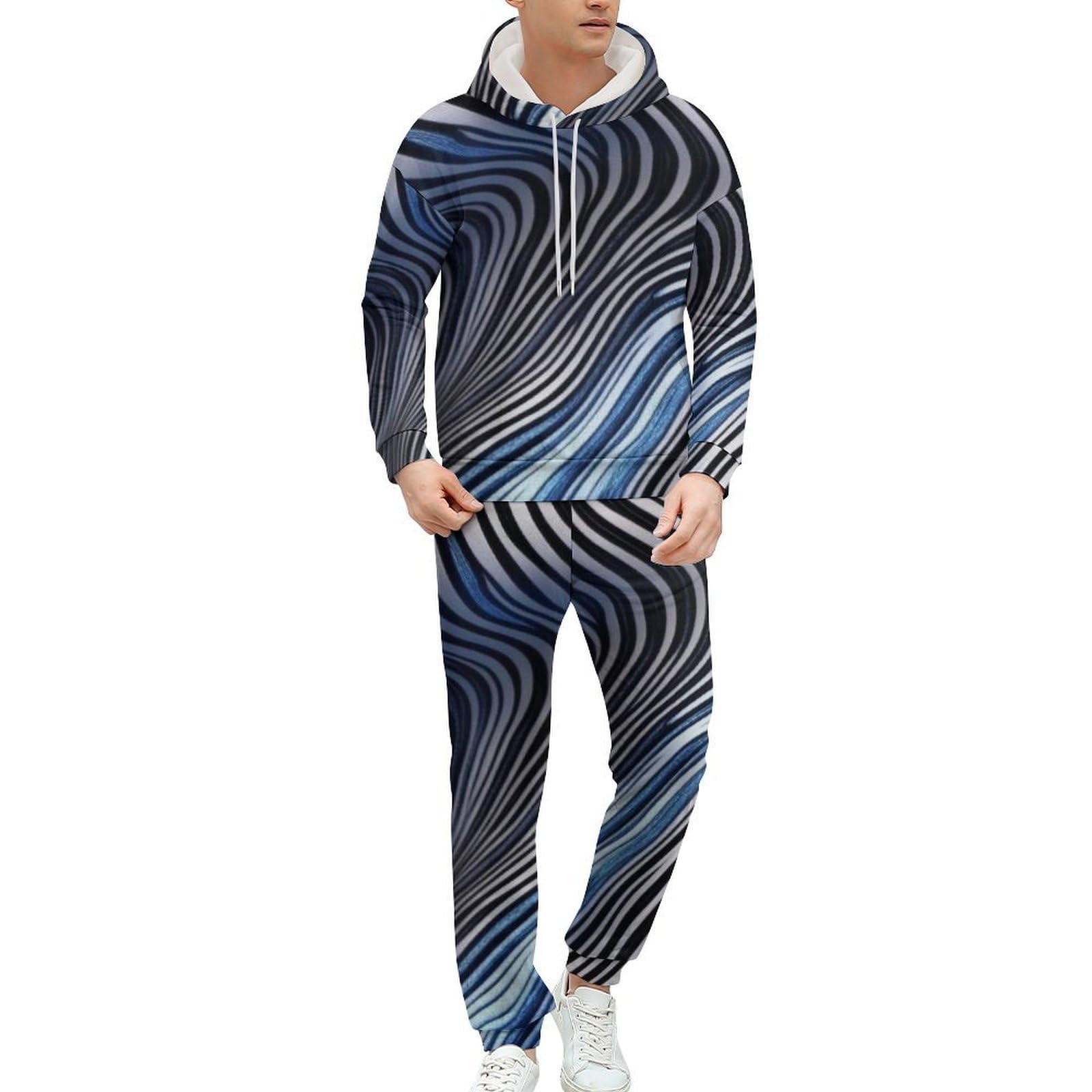 Felpa con cappuccio da uomo con stampa viola 3D Set Casual Pullover tuta