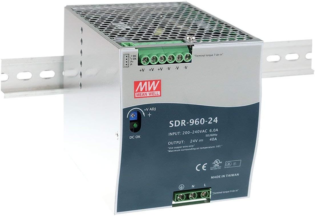 MW Mean Well SDR-960-24 24V 40A 960W Single Output Industrial DIN Rail with PFC Function Power Supply