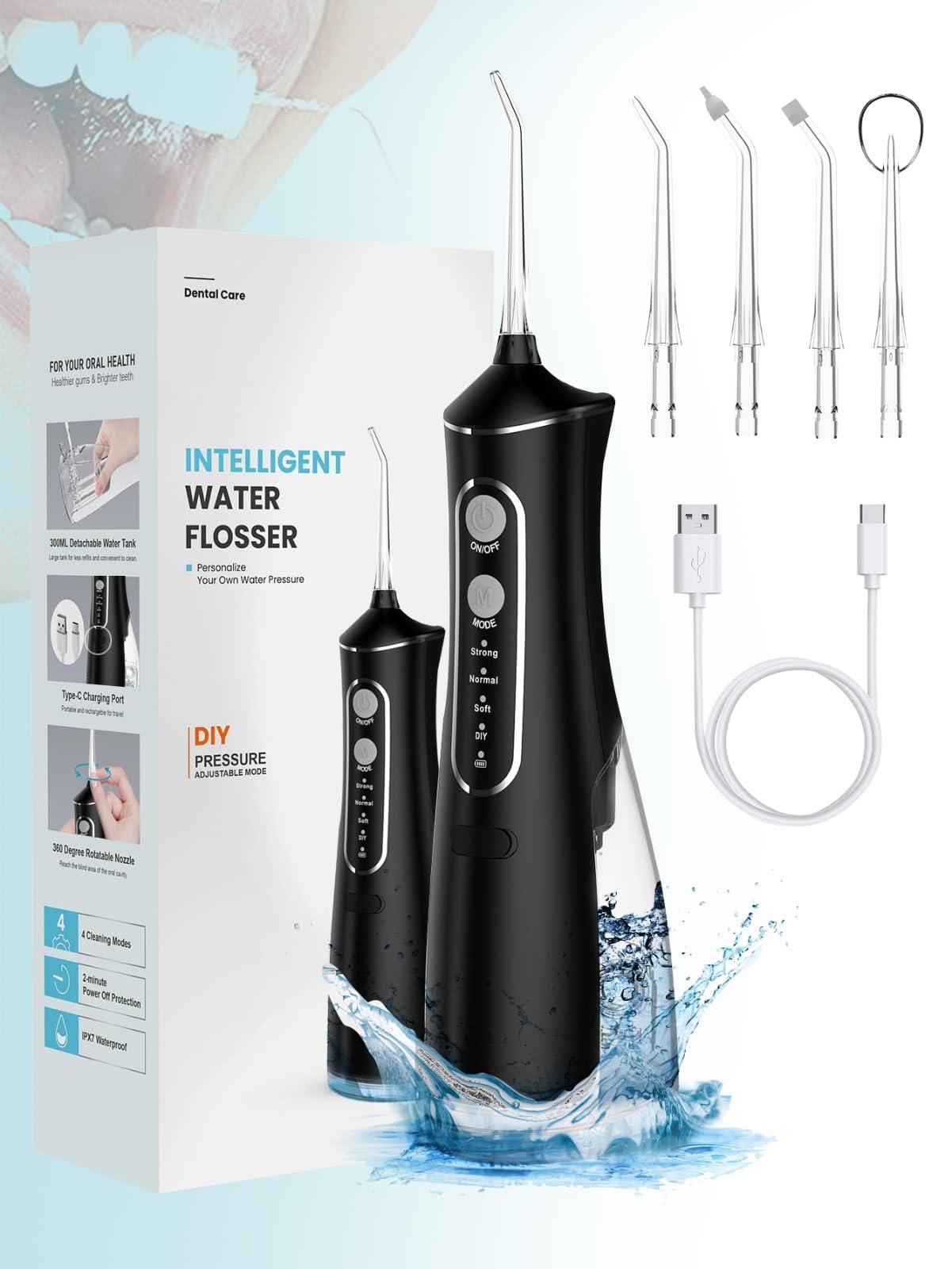 Rechargeable Oral Water Flosser (Black)