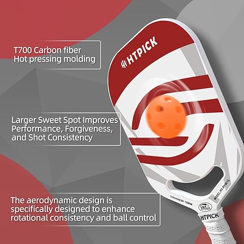 Miniatura 3 de Palas de Pickleball  Pala de Pickleball de Fibra de Carbono T700 con Garganta Aero  Moldeado por Prensado en Caliente  Núcleo de Polímero de 16mm