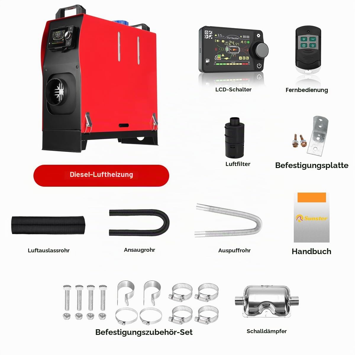 Sunster 8KW Standheizung Diesel, Bluetooth APP All-in-One Heizung Fernbedienung