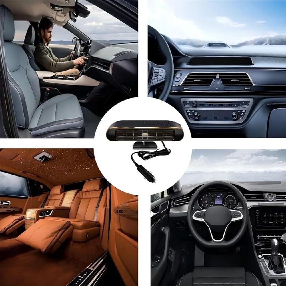 Calentador de coche de 12 V 120 W con doble calefacción y refrigeración, desempañador y descongelador portátil de vehículos, distribución de calor ajustable, diseño compacto para automóviles, camiones
