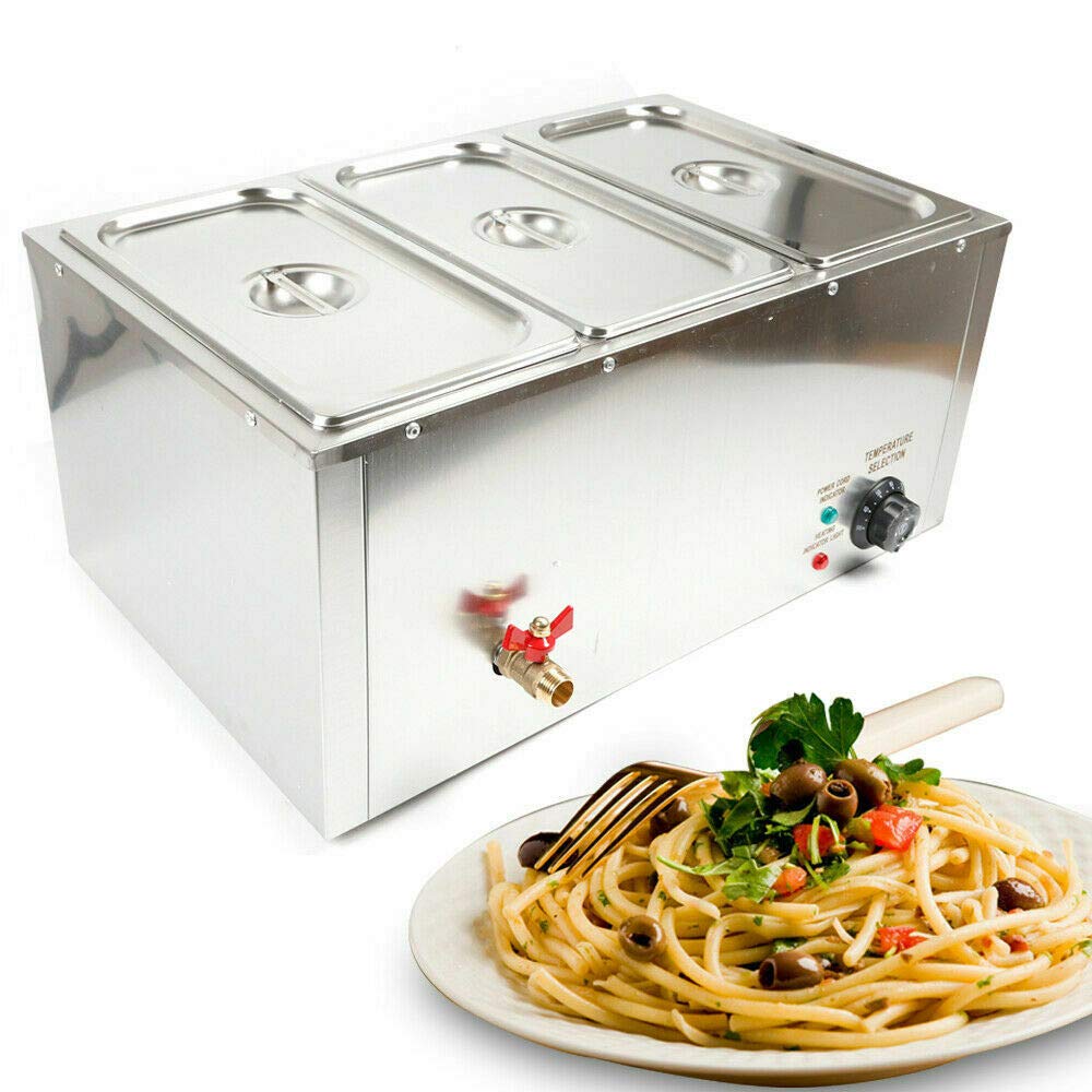 1/3 x 3 set di scaldabagni elettrici, 7 l, in acciaio inox, per bagnomaria calda