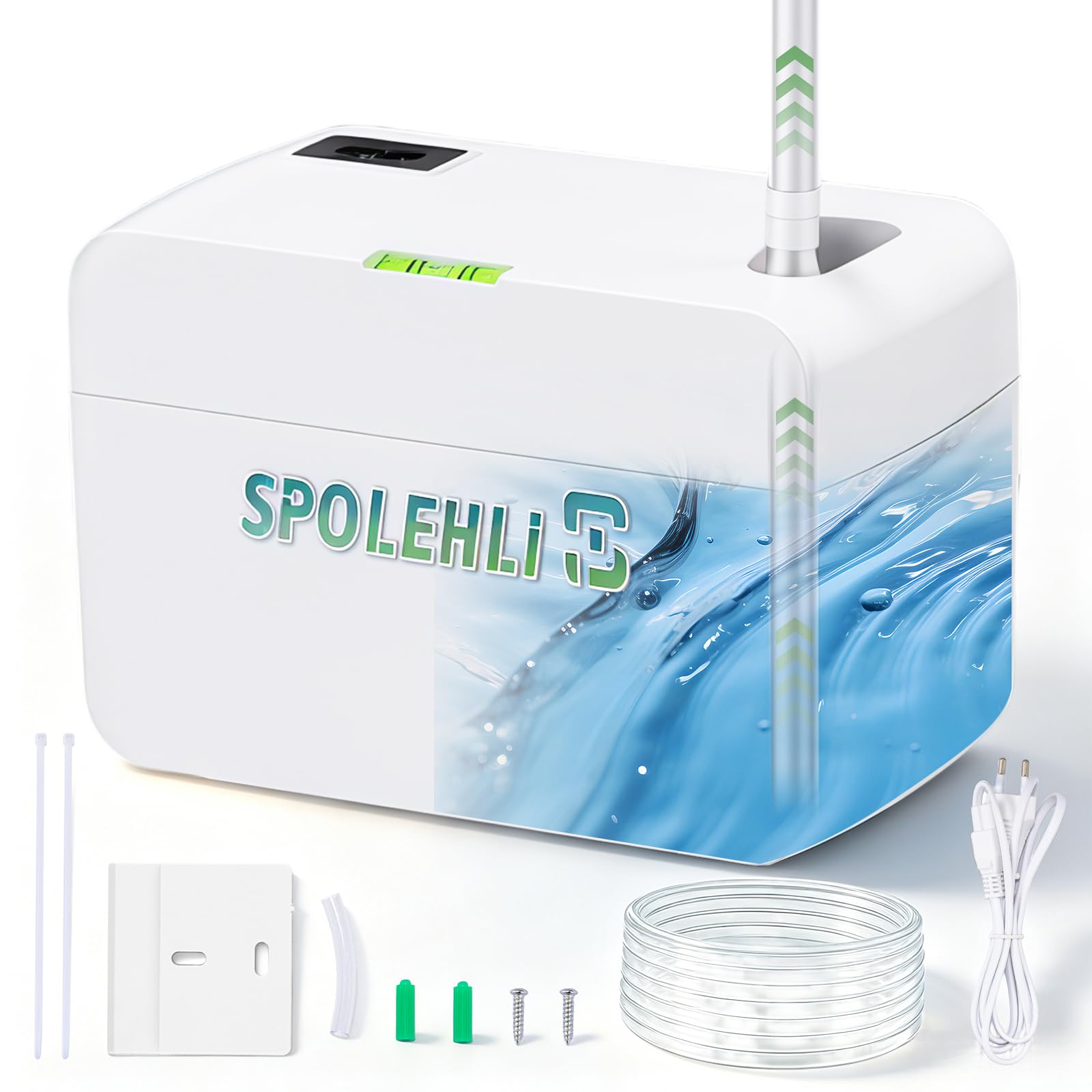 Pompa a condensa da 40 l/h, per condizionatore d'aria, con serbatoio dell'acqua da 380 ml e tubo da 5 m, impianto di sollevamento della condensa per una potenza massima di 15 kW (1-3P) per