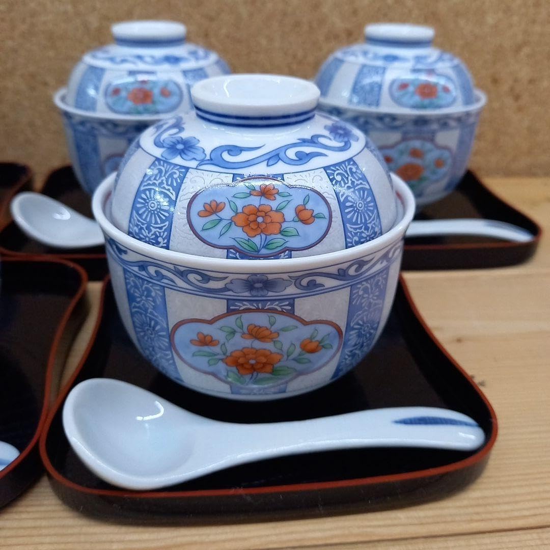 古伊万里 清秀 更紗古伊万里 蓋付茶碗 5杯 茶托 5枚 有田焼 - 有田焼