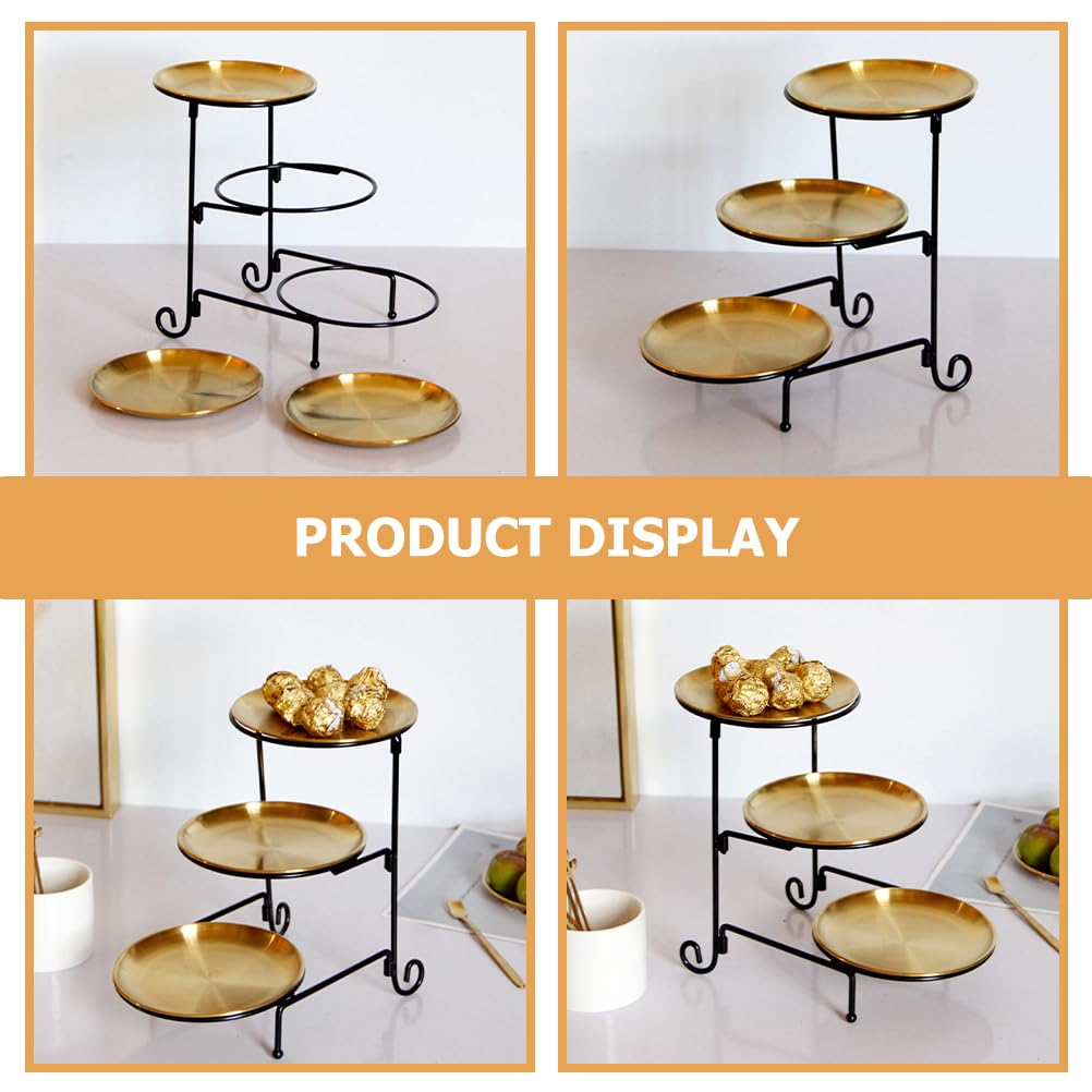 Soporte para tartas de tres niveles, exhibición de postres de acero inoxidable para cupcakes, y servir mesa baja, vajilla elegante para el hogar, fiestas y eventos