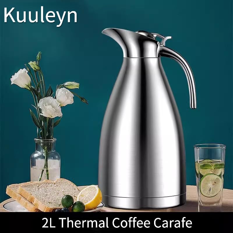 Miniatura 4 de Jarra de café térmica de 2 litros,Botella térmica al vacío, botella de café de agua de acero inoxidable con aislamiento al vacío, jarra térmica para