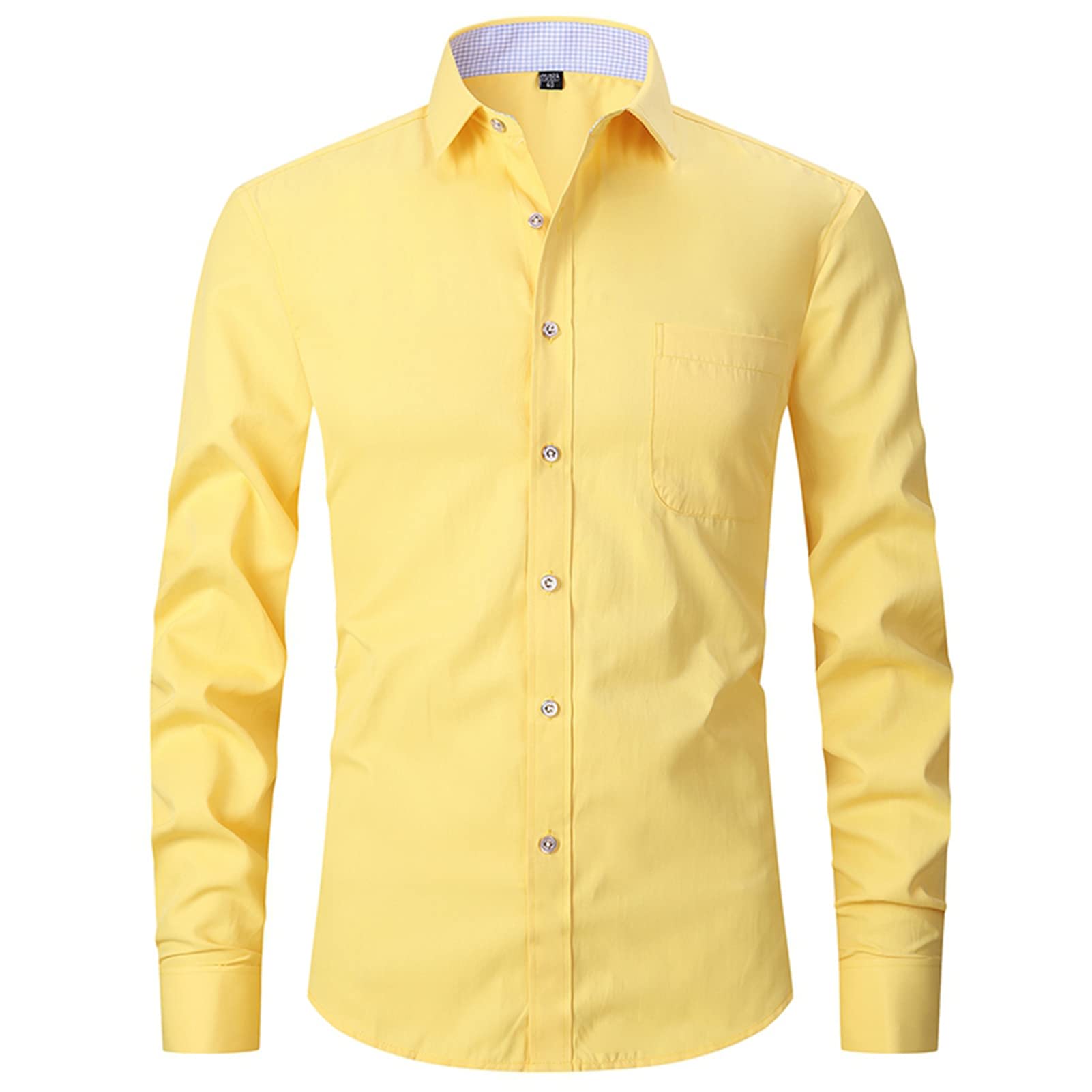 Men's French Cuff Dress Shirt Regular Fit Formal Business Button Down Shirt with Random Cufflinks