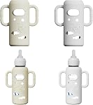 4 Pack Silicone Sleeves for Dr Brown's Glass Bottles, Drop Protection Bottle Sleeves with Handles, Anti Breakage Baby Bottle Protector Compatible with Dr. Brown's Newborn Glass Bottles,8 oz