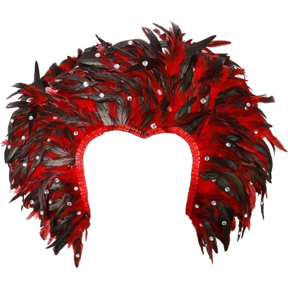 Lamdbao Rhinestone Feather Shrug,Cape Shoulder Shawl Wrap Costumes Accessory for Cosplay Performance Party Carnival Halloween