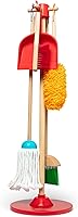 Melissa & Doug Dust! Sweep! Mop! 6-Piece Wooden Pretend Play Cleaning Set for Kids Ages 3+ - Broom, Mop, Duster Toy